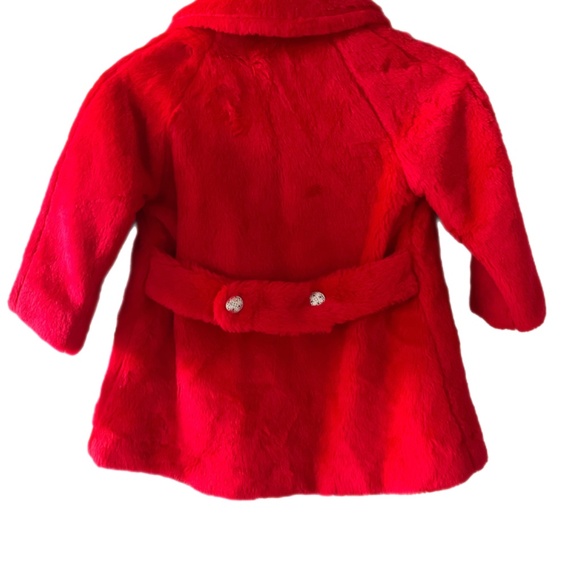 Vintage with tags Red Fur Faux Holiday Winter Coat special occasion size 4 - Picture 2 of 7